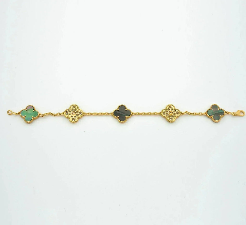 [Loco]New CLOVER 5 MOTIF GRAY MOP BRACELET COLLECTION