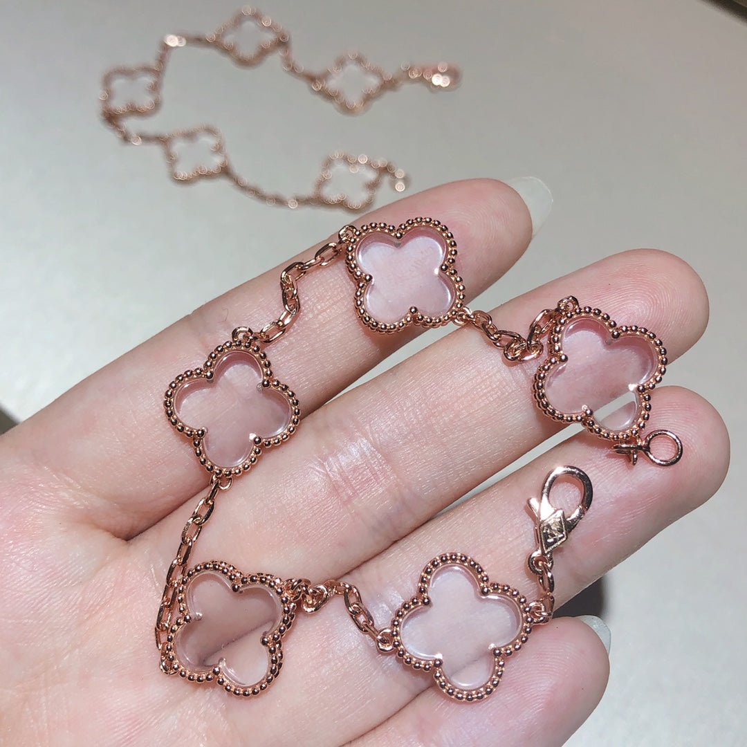 [Loco]New CLOVER 5 MOTIF ROCK CRYSTAL BRACELET