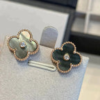 ¡®Loco¡¯CLOVER MEDIUM 1 MOTIFS GRAY MOP  DIAMOND EARRINGS
