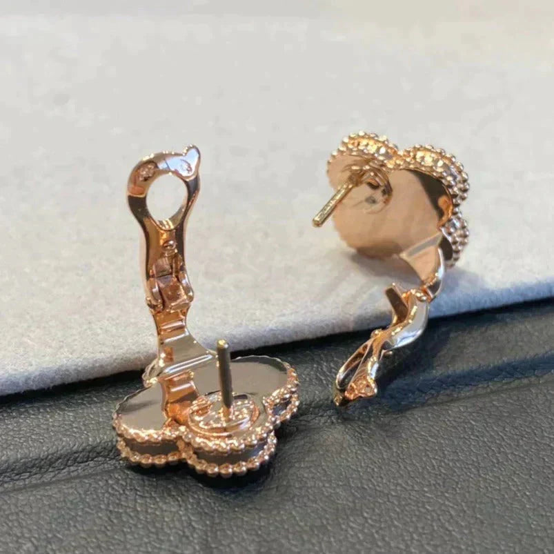 ¡®Loco¡¯CLOVER MEDIUM 1 MOTIFS GRAY MOP  DIAMOND EARRINGS