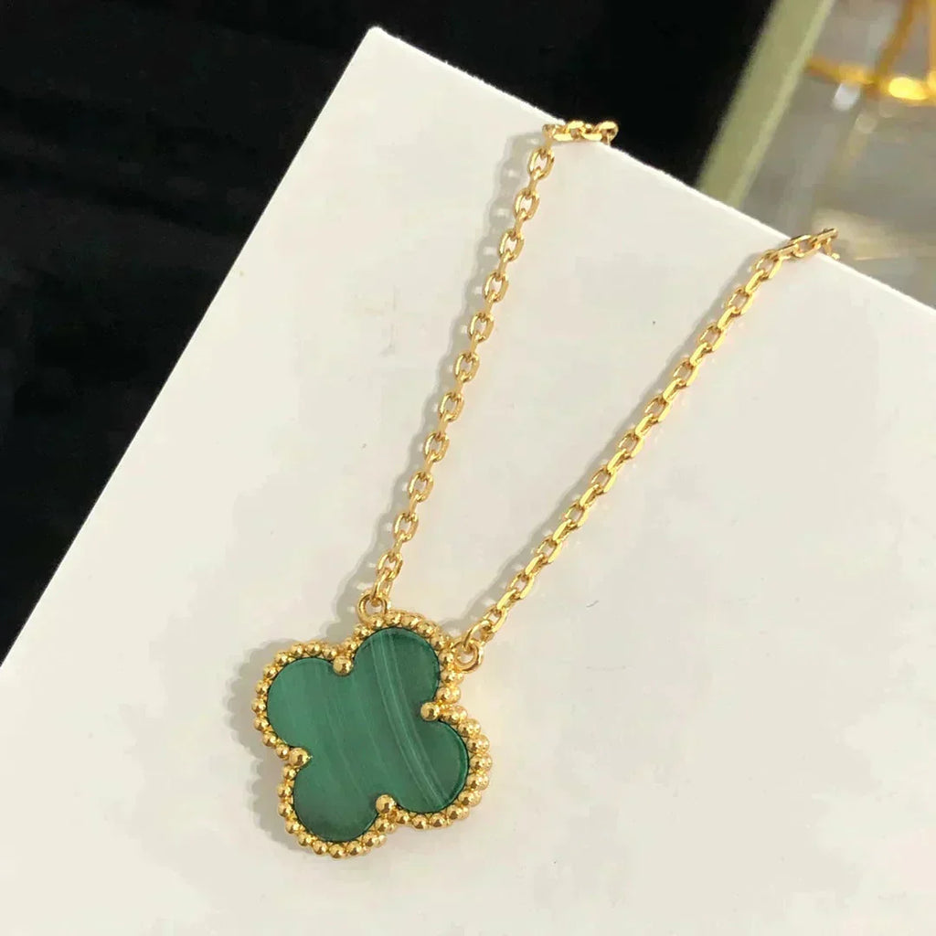 ¡®Loco¡¯CLOVER 15MM MALACHITE SINGLE FLOWER  NECKLACE