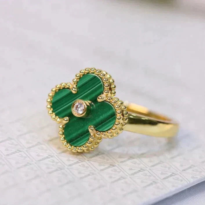 ¡®Loco¡¯CLOVER MALACHITE RING GOLD DIAMOND