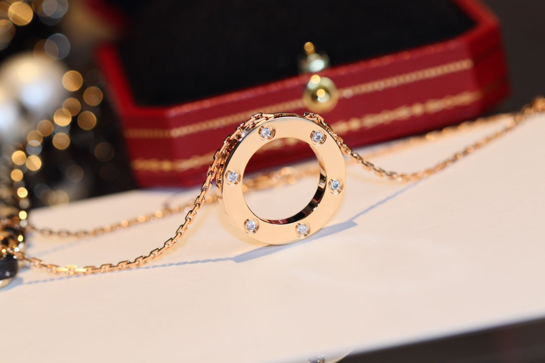 ¡®Loco¡¯LOVE NECKLACE 16MM 6 DIAMONDS PINK GOLD