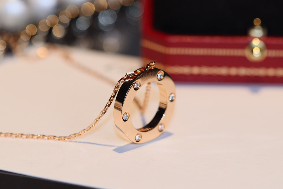 ¡®Loco¡¯LOVE NECKLACE 16MM 6 DIAMONDS PINK GOLD