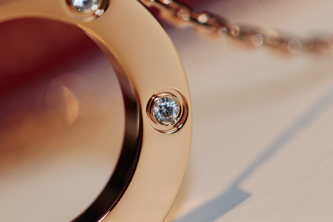 ¡®Loco¡¯LOVE NECKLACE 16MM 6 DIAMONDS PINK GOLD
