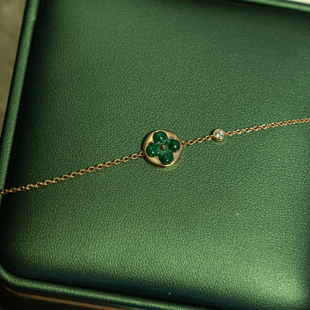 ¡®Loco¡¯SUN MALACHITE 1 DIAMOND PINK GOLD BRACELET