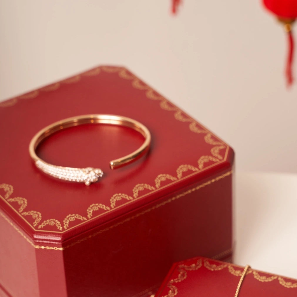 ¡®Loco¡¯PANTHERE ROSE GOLD DIAMOND OPEN BRACELET