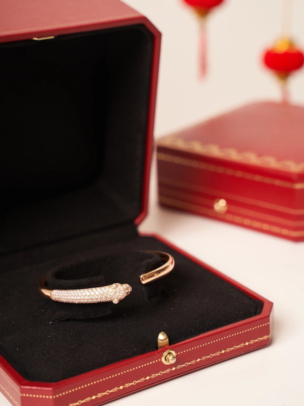 ¡®Loco¡¯PANTHERE ROSE GOLD DIAMOND OPEN BRACELET