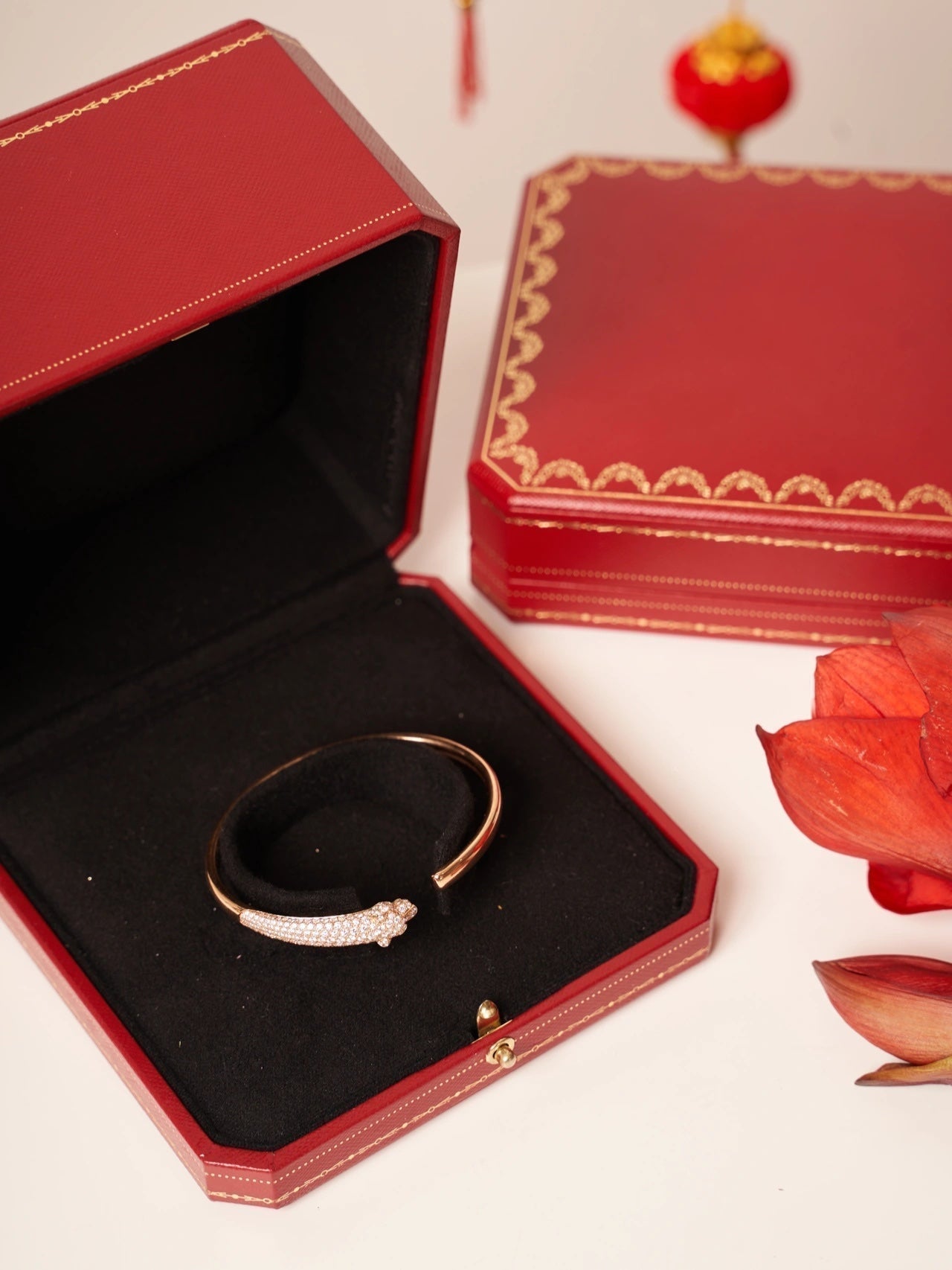 ¡®Loco¡¯PANTHERE ROSE GOLD DIAMOND OPEN BRACELET