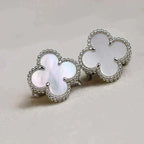 ¡®Loco¡¯CLOVER MEDIUM 1 MOTIFS  WHITE MOP EARRINGS SILVER