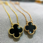 ¡®Loco¡¯CLOVER 15MM BLACK ONYX SINGLE FLOWER NECKLACE