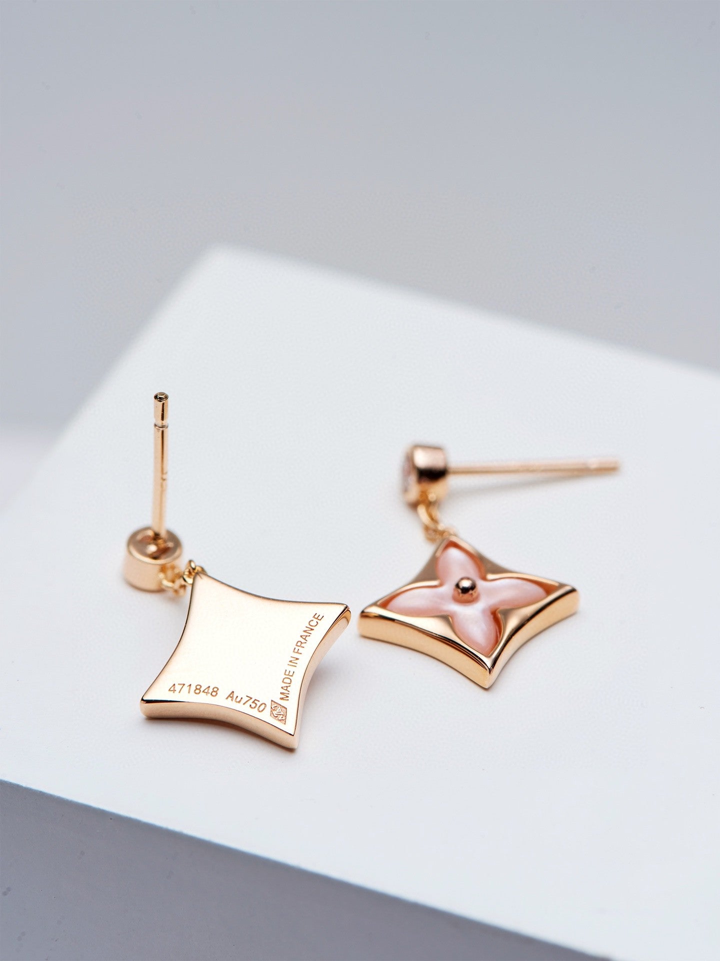 ¡®Loco¡¯DOUBLE STAR PINK GOLD MOP DROP EARRINGS