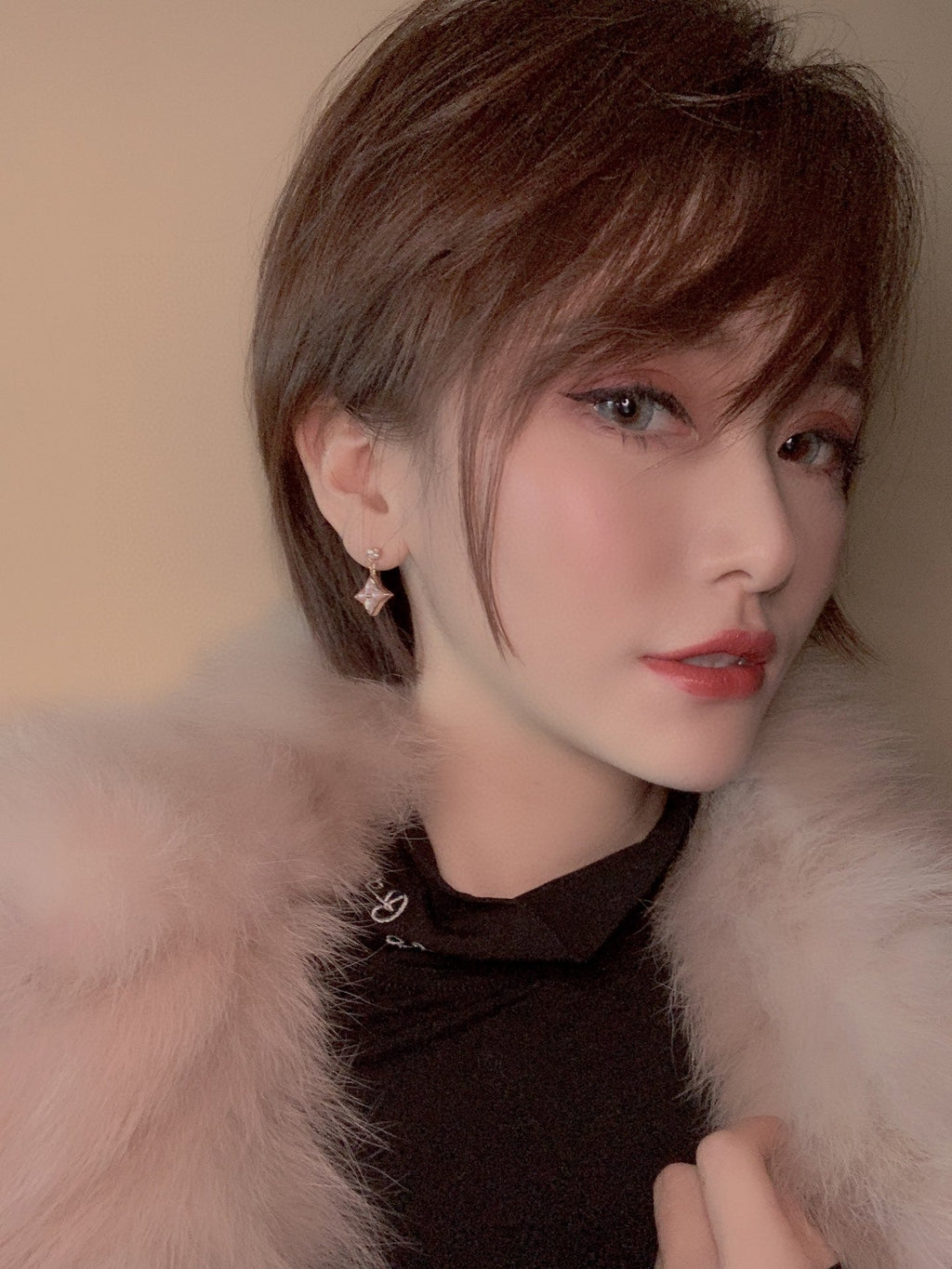 ¡®Loco¡¯DOUBLE STAR PINK GOLD MOP DROP EARRINGS