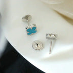 ¡®Loco¡¯CLOVER MINI 9.5MM ONYX STUD EARRINGS SILVER