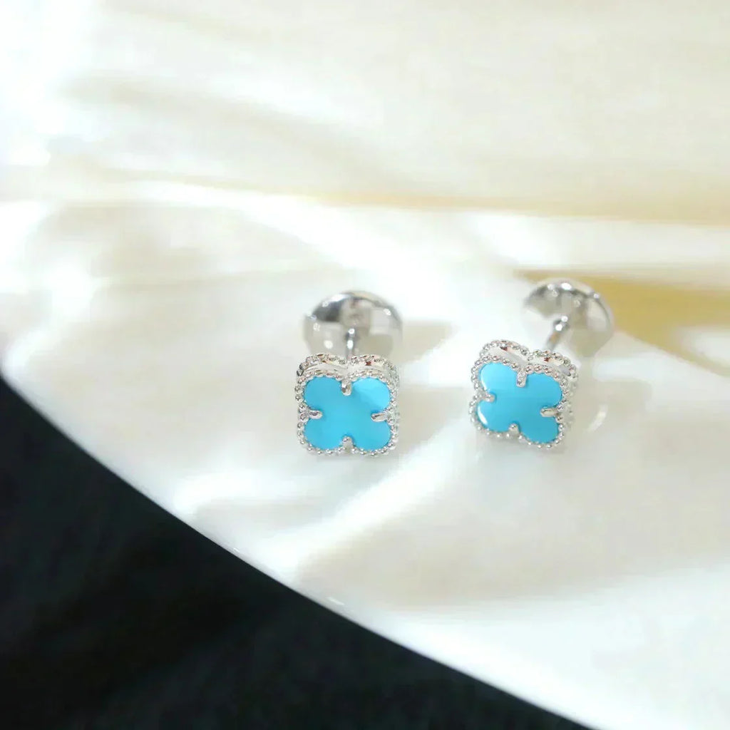 ¡®Loco¡¯CLOVER MINI 9.5MM ONYX STUD EARRINGS SILVER