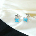 ¡®Loco¡¯CLOVER MINI 9.5MM ONYX STUD EARRINGS SILVER