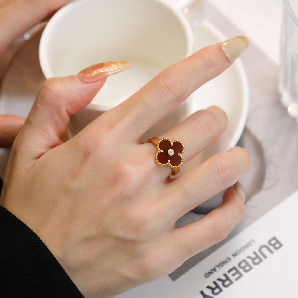 ¡®Loco¡¯CLOVER CARNELIAN RING ROSE GOLD DIAMOND