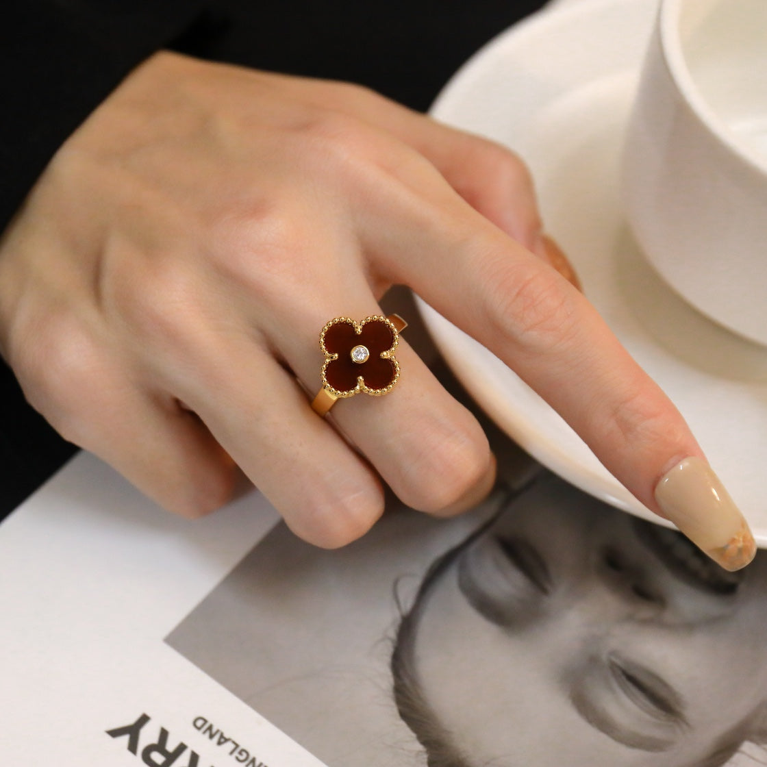 ¡®Loco¡¯CLOVER CARNELIAN RING ROSE GOLD DIAMOND