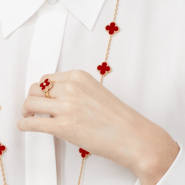 ¡®Loco¡¯CLOVER CARNELIAN RING ROSE GOLD DIAMOND