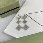 ¡®Loco¡¯CLOVER 3 MOTIF DIAMOND SILVER DROP EARRINGS