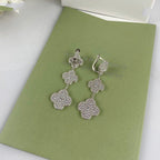 ¡®Loco¡¯CLOVER 3 MOTIF DIAMOND SILVER DROP EARRINGS