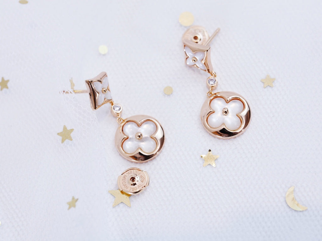 ¡®Loco¡¯STAR AND SUN PINK GOLD MOP DROP EARRINGS
