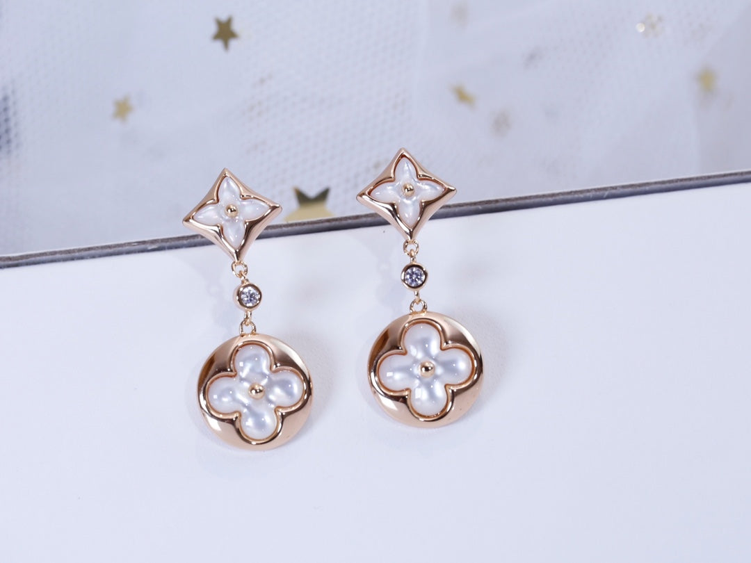 ¡®Loco¡¯STAR AND SUN PINK GOLD MOP DROP EARRINGS
