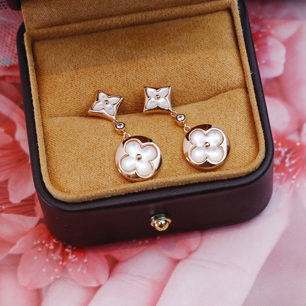 ¡®Loco¡¯STAR AND SUN PINK GOLD MOP DROP EARRINGS