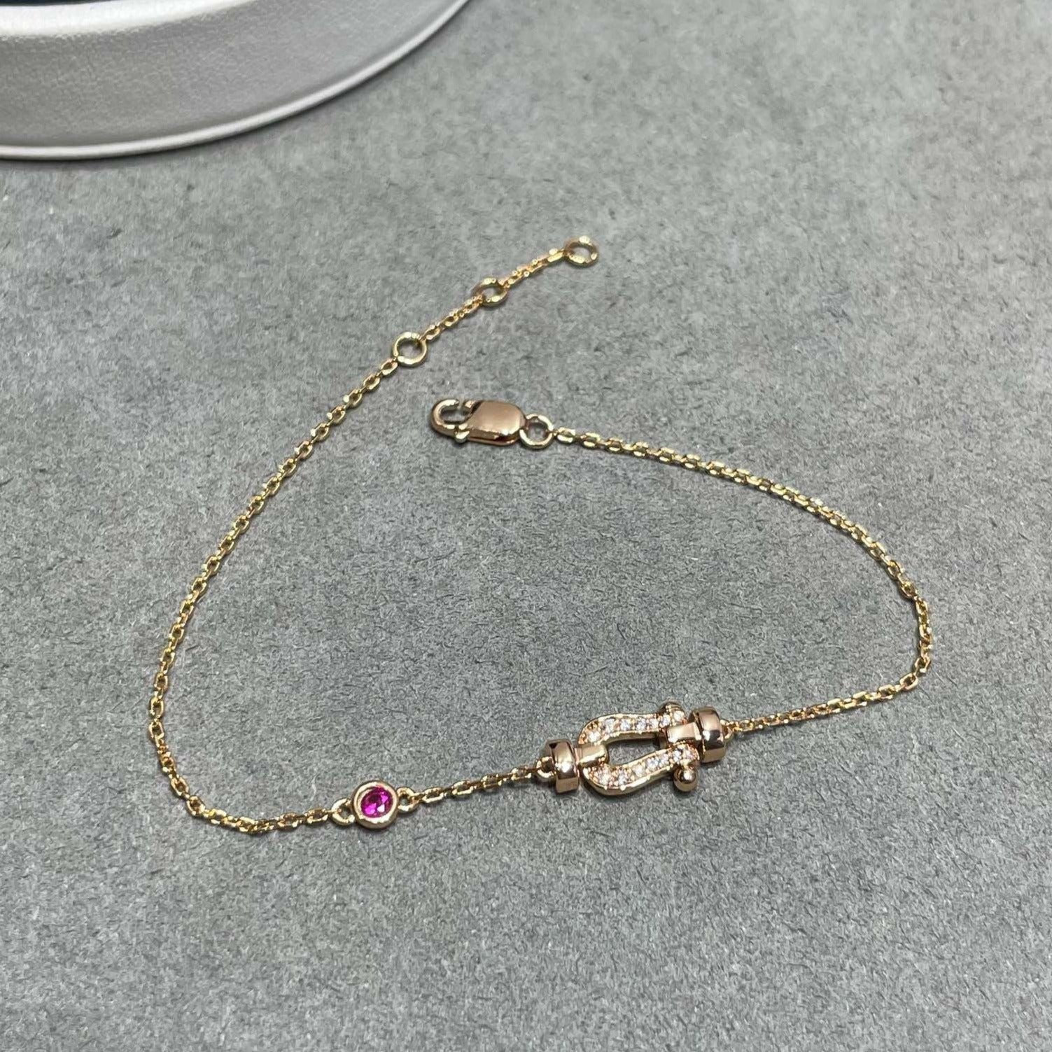 ¡®Loco¡¯FORCE 10 DIAMOND CHAIN LINK PINK GOLD BRACELET