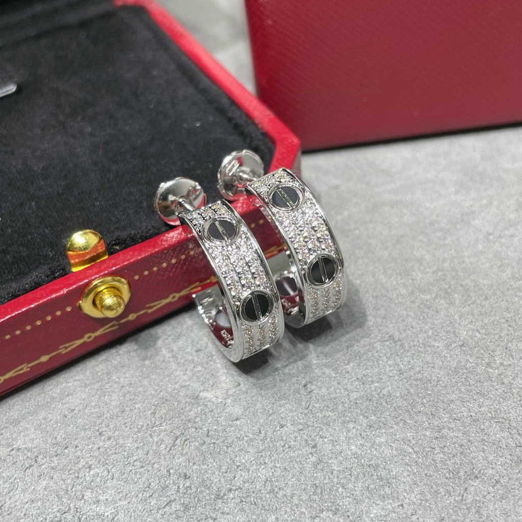 ¡®Loco¡¯LOVE CERAMIC DIAMOND PAVED SILVER EARRINGS
