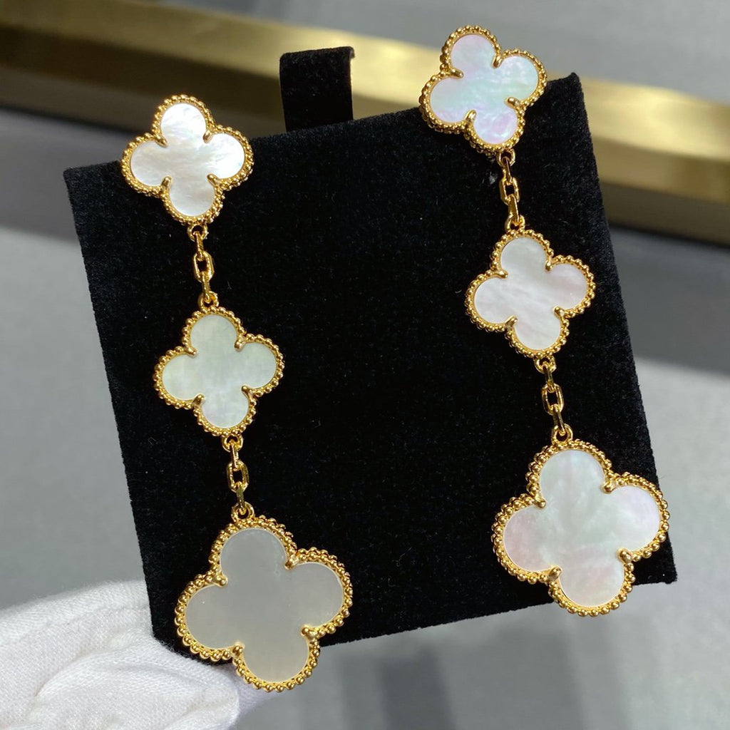 ¡®Loco¡¯CLOVER MOP 3 MOTIFS GOLD EARRINGS