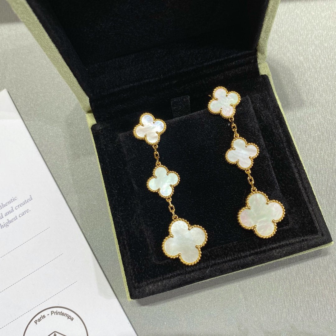 ¡®Loco¡¯CLOVER MOP 3 MOTIFS GOLD EARRINGS