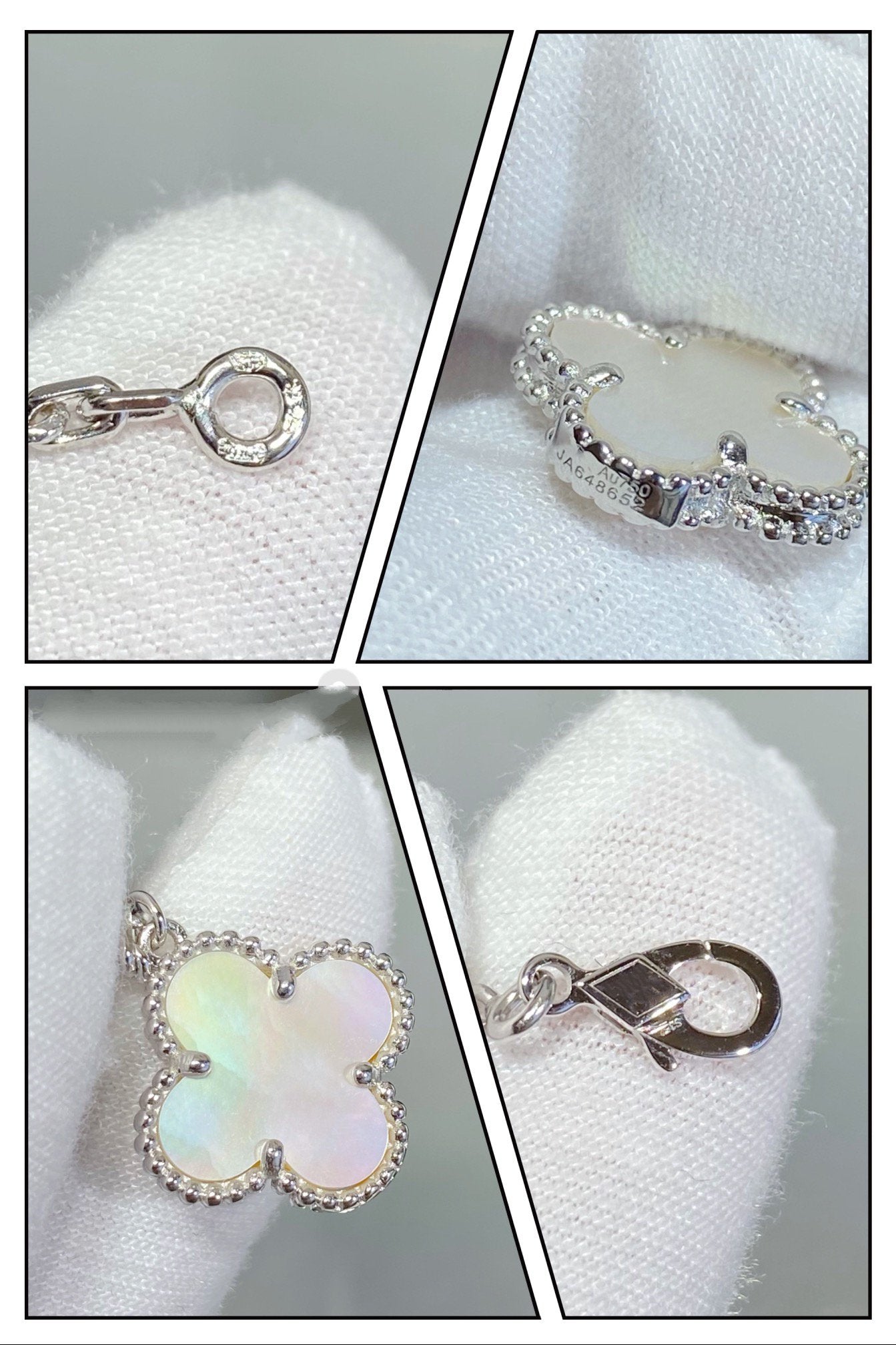 ¡®Loco¡¯CLOVER 5 MOTIF WHITE MOP SILVER BRACELET