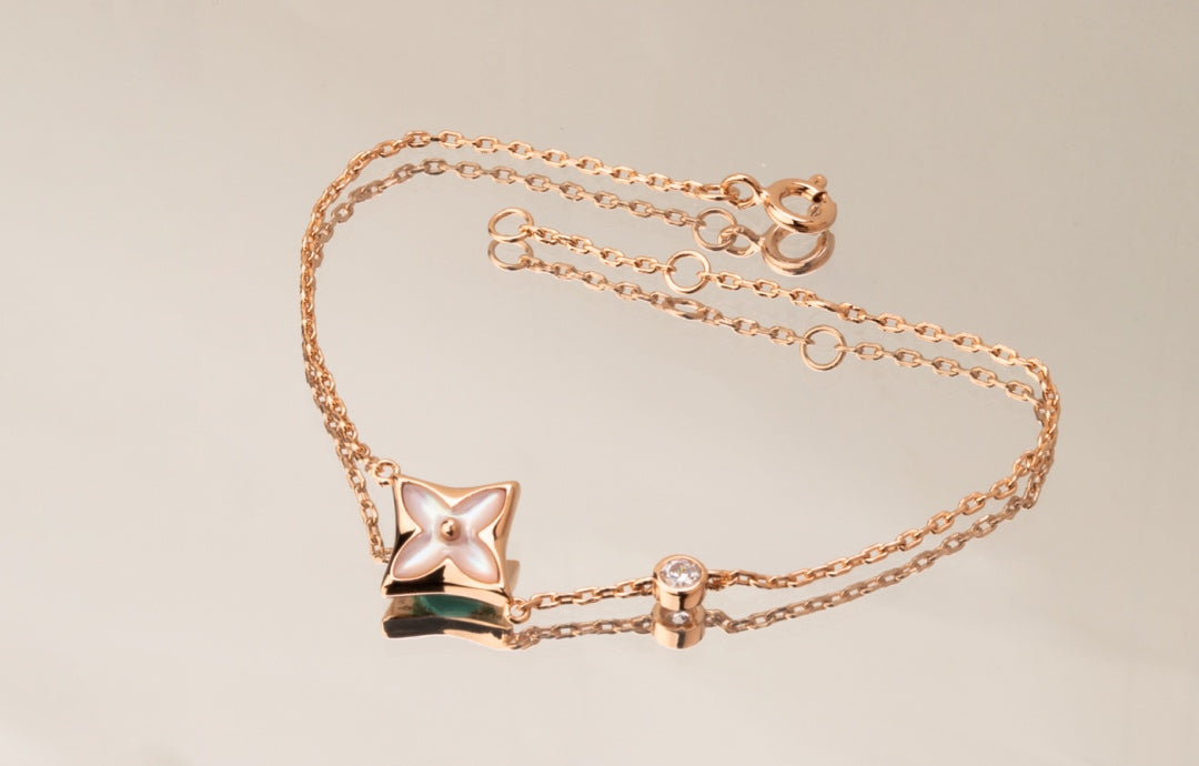 ¡®Loco¡¯STAR PINK MOP 1 DIAMOND PINK GOLD NECKLACE