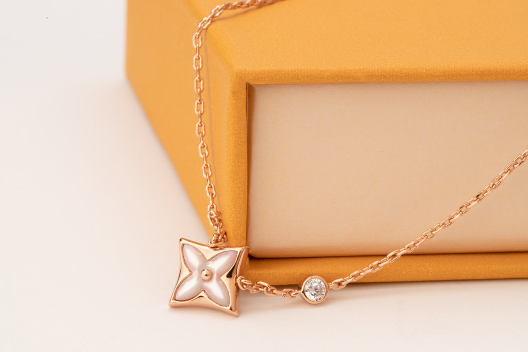 ¡®Loco¡¯STAR PINK MOP 1 DIAMOND PINK GOLD NECKLACE