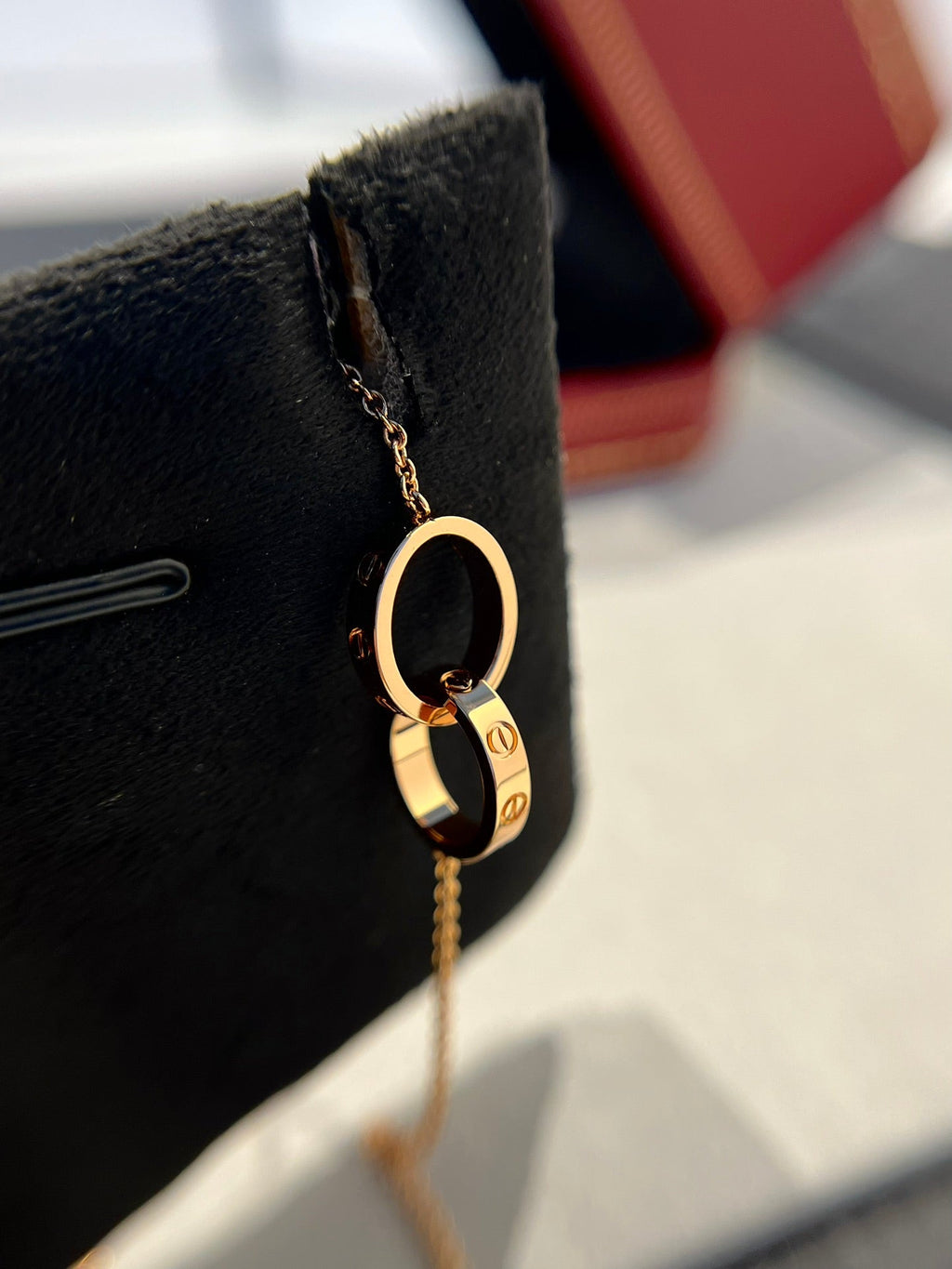¡®Loco¡¯LOVE NECKLACE DOUBLE RING PINK GOLD