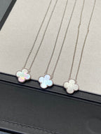 ¡®Loco¡¯CLOVER MEDIUM SILVER WHITE MOP NECKLACE
