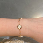 ¡®Loco¡¯STAR AND SUN 4 MOTIF WHITE MOP PINK GOLD BRACELET