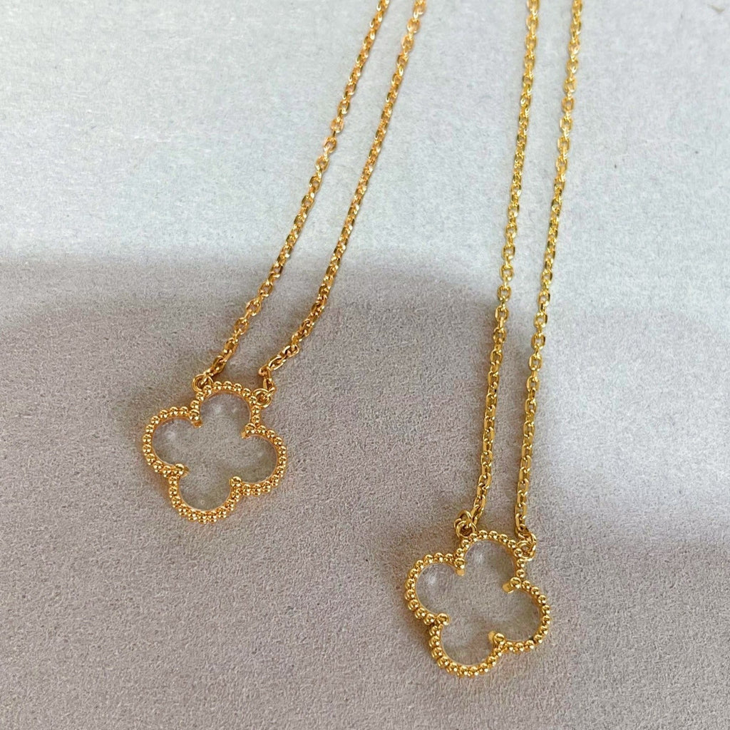 ¡®Loco¡¯CLOVER ROCK CRYSTAL ROSE GOLD NECKLACE