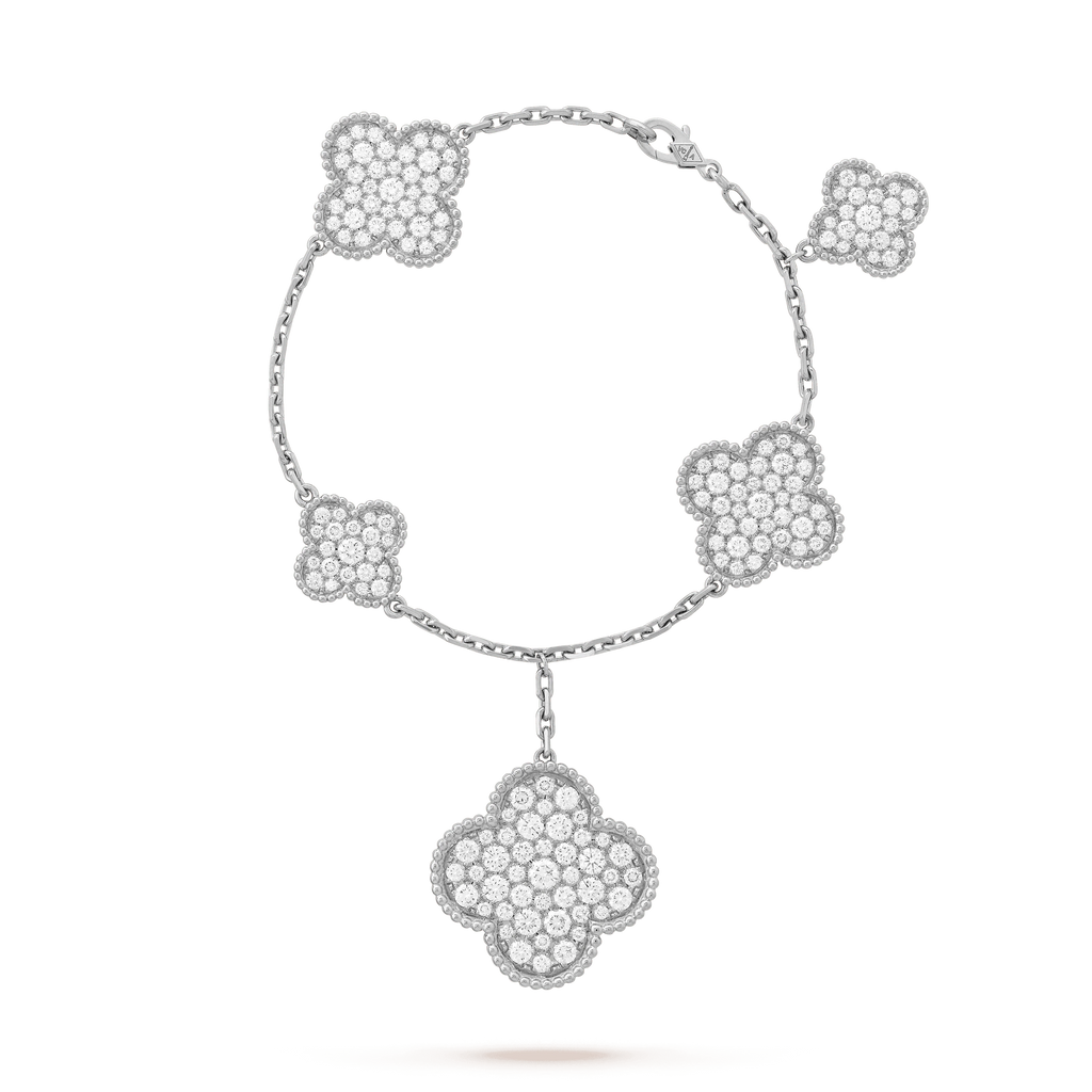 ¡®Loco¡¯CLOVER 6 MOTIFS SILVER DIAMOND BRACELET