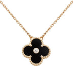 ¡®Loco¡¯CLOVER 15MM DIAMOND ONYX NECKLACE