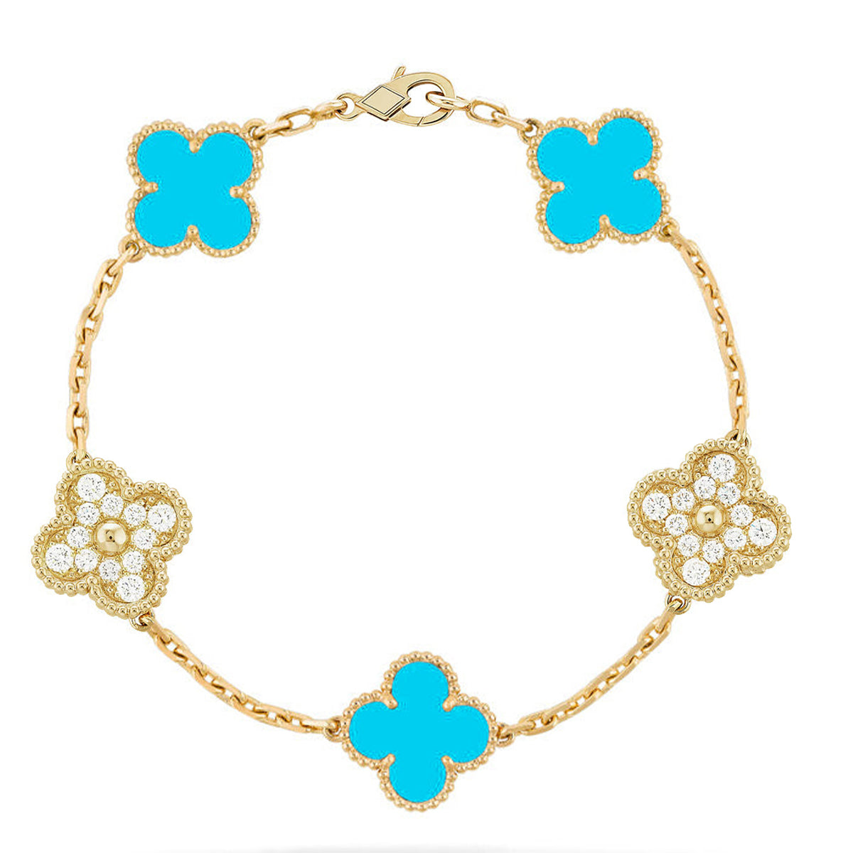 [Loco]New  CLOVER 5 MOTIF TURQUOISE BRACELET COLLECTION