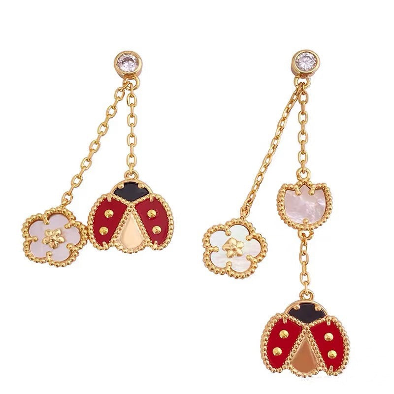 Loco LUCKY LADYBUG WHITE MOP EARRINGS