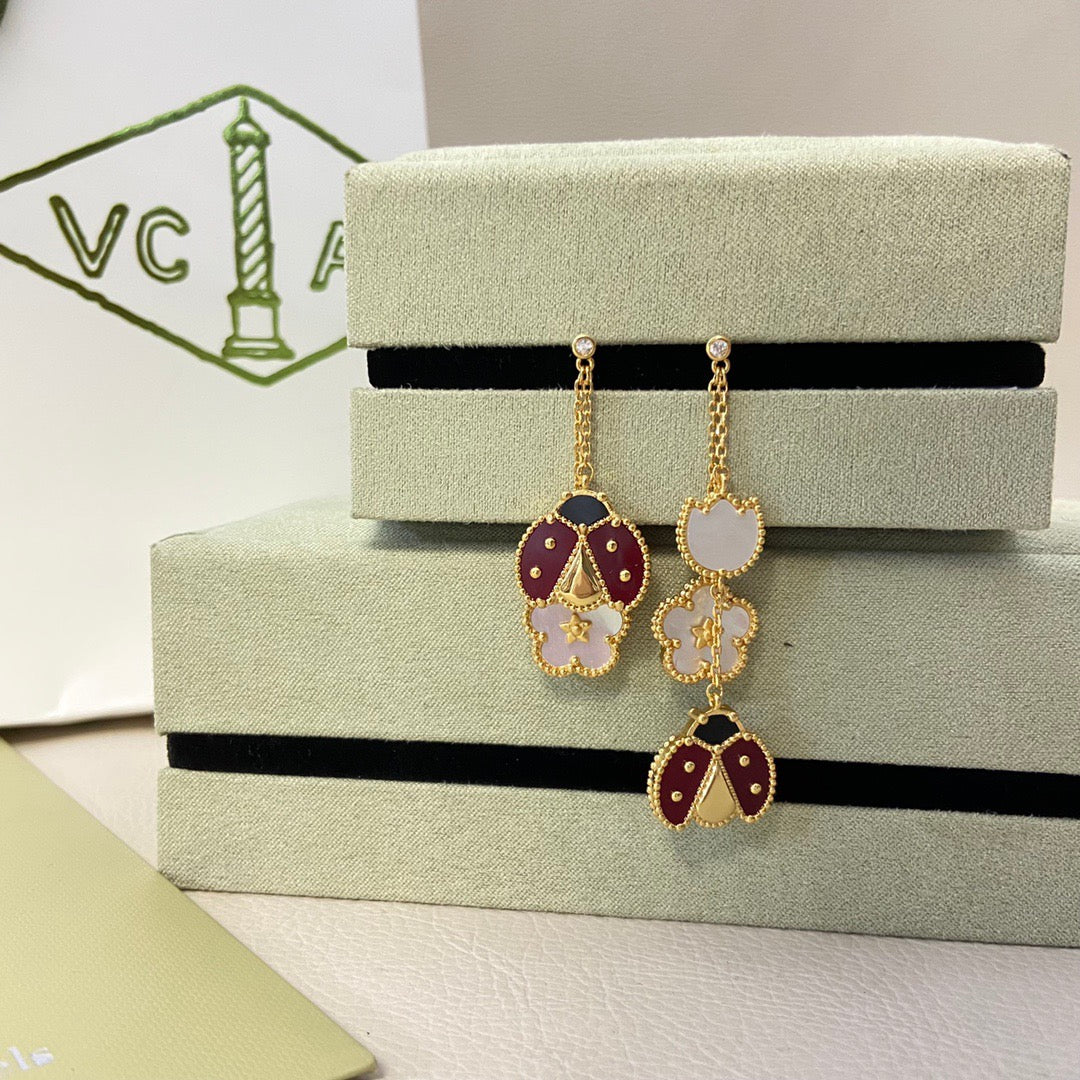 Loco LUCKY LADYBUG WHITE MOP EARRINGS