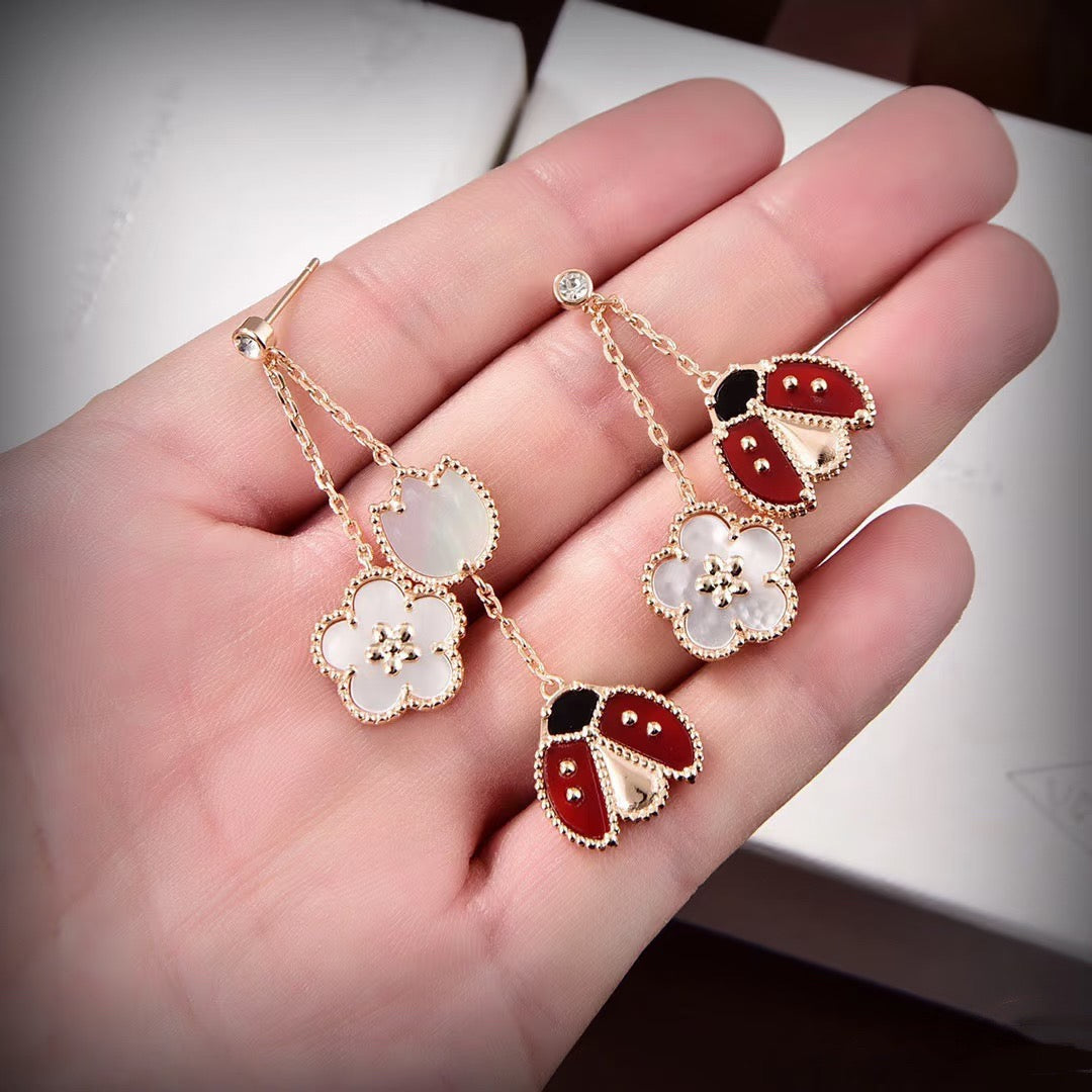 Loco LUCKY LADYBUG WHITE MOP EARRINGS