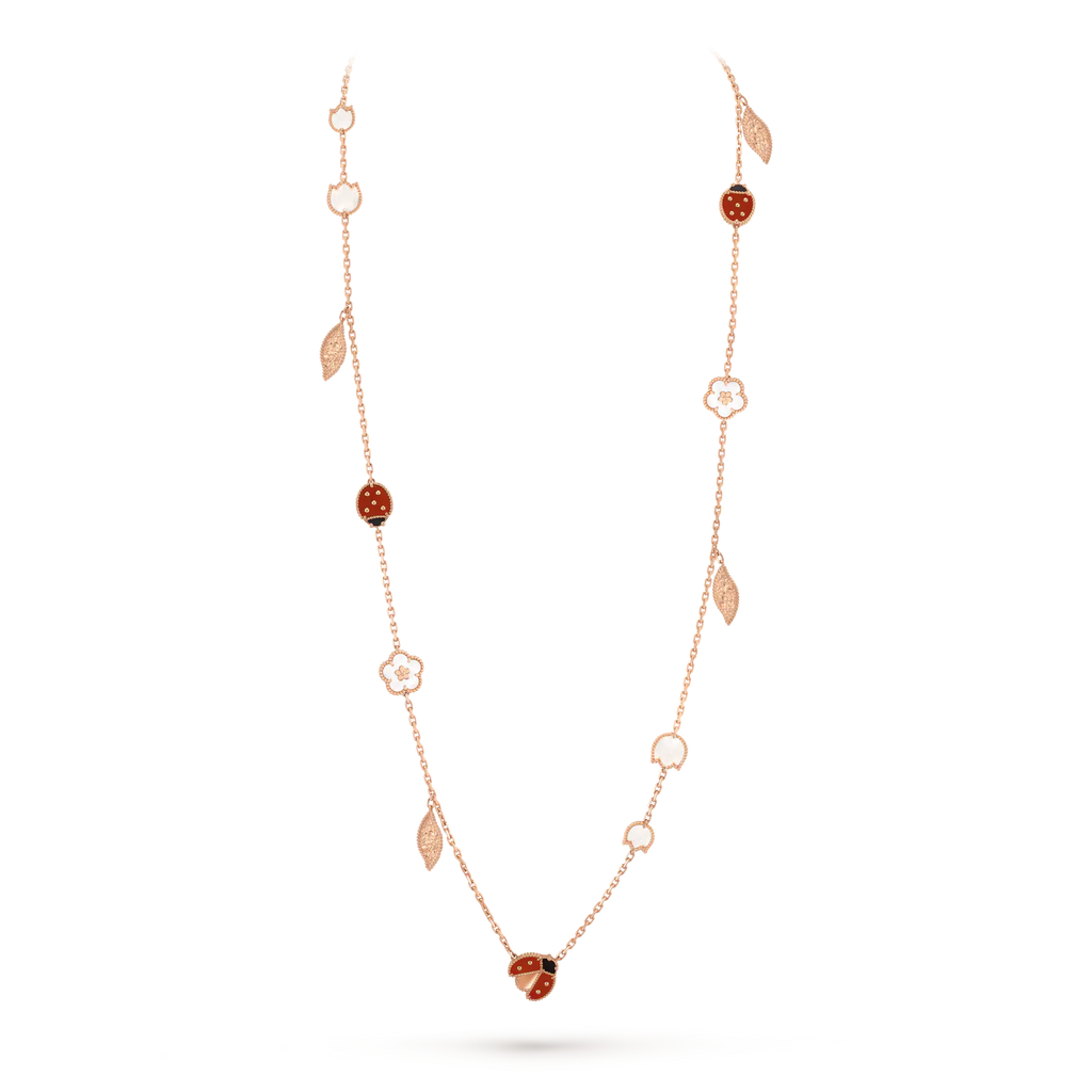 Loco LUCKY SPRING 15 MOTIFS ROSE GOLD NECKLACE