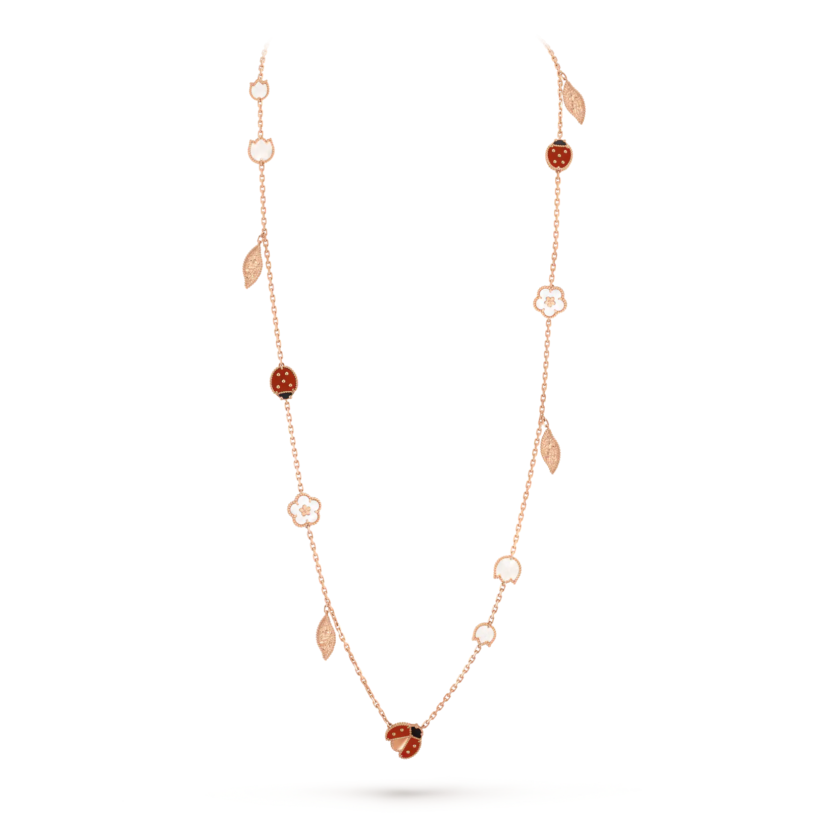 Loco LUCKY SPRING 15 MOTIFS ROSE GOLD NECKLACE
