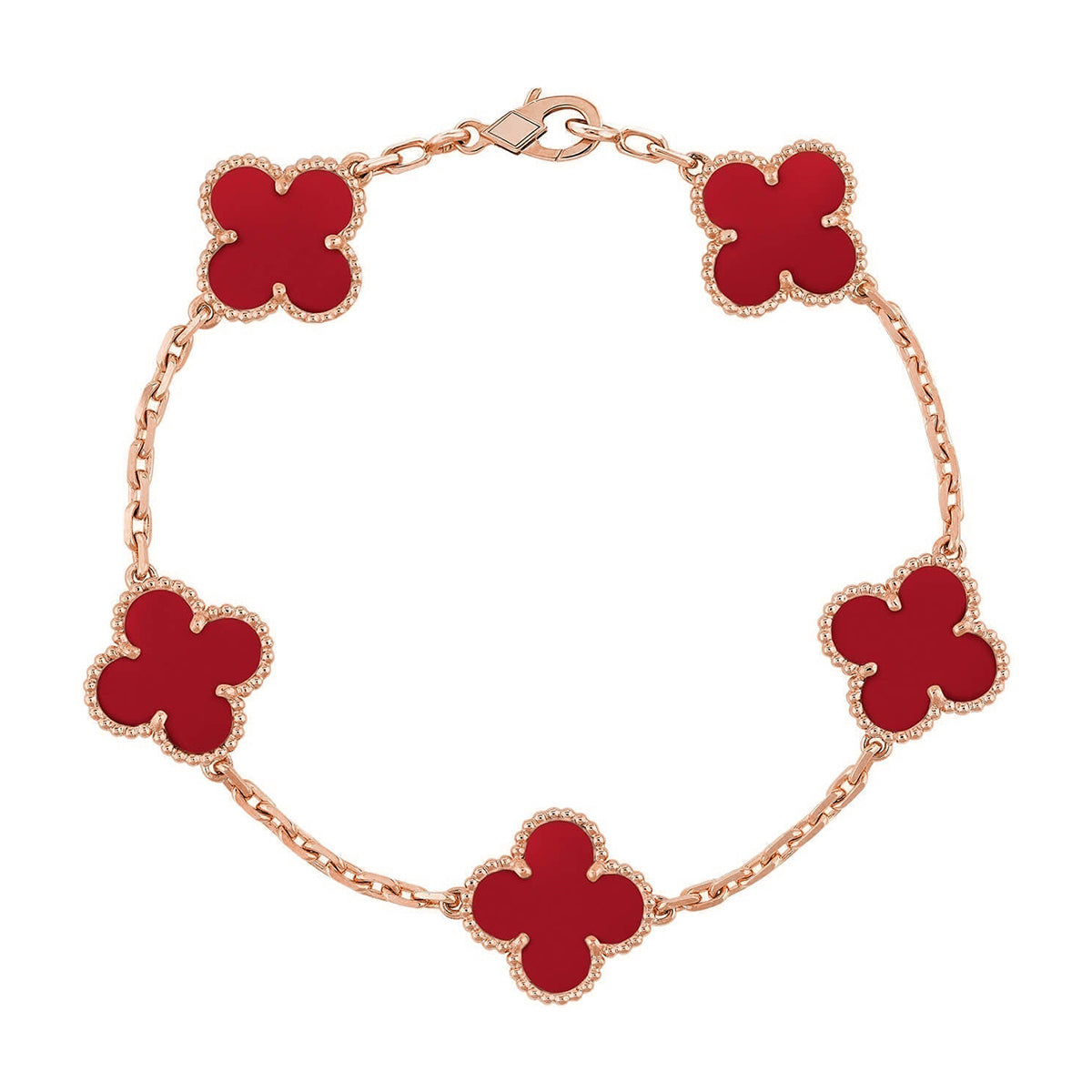 [Loco]New  CLOVER 5 MOTIF RED CORNELIAN BRACELET COLLECTION