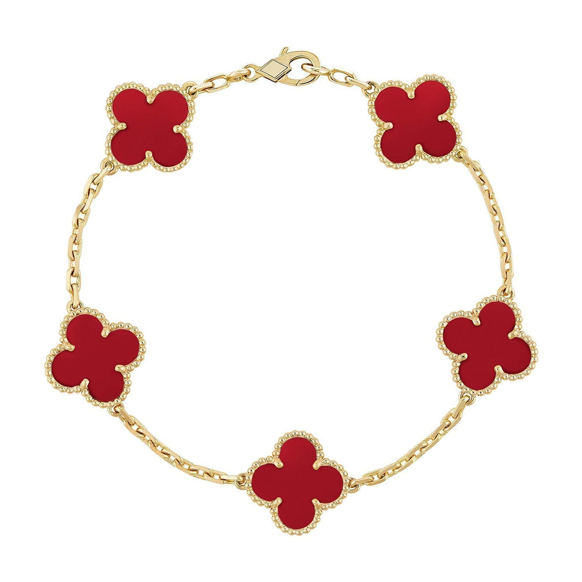 [Loco]New  CLOVER 5 MOTIF RED CORNELIAN BRACELET COLLECTION
