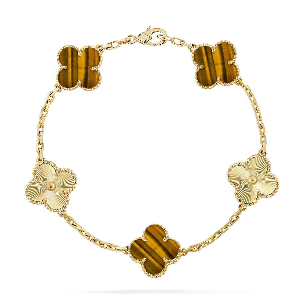 [Loco]New  CLOVER 5 MOTIFS TIGER EYE BRACELET COLLECTION
